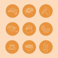 tea line style icon set vector design