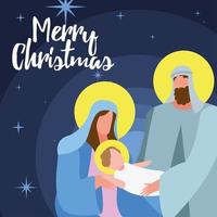 feliz navidad letras con escena sagrada familia