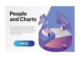 people and charts in statistics pie vector