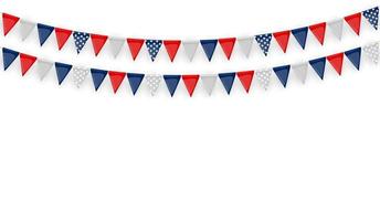 Banner with garland of flags and ribbons. Holiday Party background for birthday party, carnava. Vector Illustration