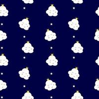 Cute Smiling clouds seamless vector pattern for babies, kids