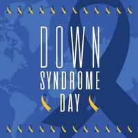 down syndrome day ribbon on world map background vector design