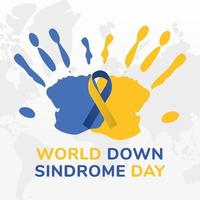 world down syndrome day ribbon on hand prints vector design