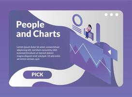 woman and charts with web templates and pick button vector