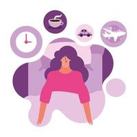 woman in bed thinking suffering from insomnia character vector