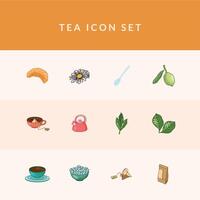 línea de té y estilo de relleno 12 conjunto de iconos diseño vectorial vector