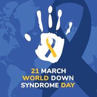 world down syndrome day ribbon on hand print vector design