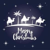 happy merry christmas lettering with magic kings