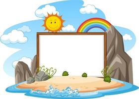 Empty banner template with summer beach element isolated vector