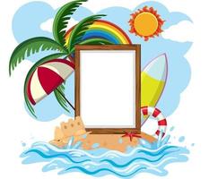 Empty banner template with summer beach element isolated vector