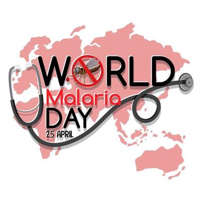 World Malaria Day font on world map background