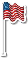 Flag of United States of America with pole isolated vector