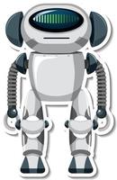 Sticker template with robot in cartoon style vector