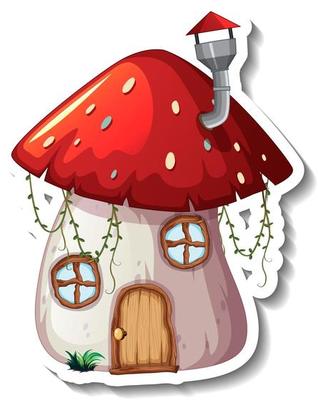 A sticker template with Mushroom house isolated