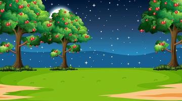 Blank nature park landscape scene at night time vector