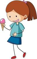 Cute boy holding ice cream cone isolated vector