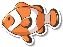 Plantilla de pegatina con personaje de dibujos animados de pez payaso ocellaris aislado vector