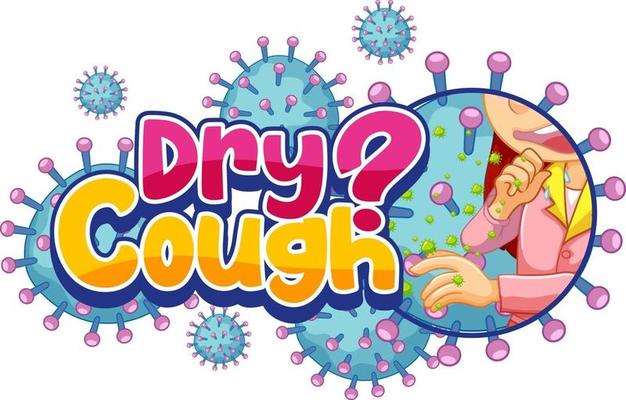 Dry Cough font in cartoon style isolated on white background
