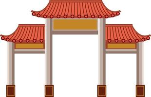 Puerta china o paifang aislado sobre fondo blanco. vector