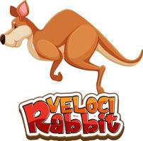 Kangaroo cartoon character with Velocirabbit font banner isolated vector