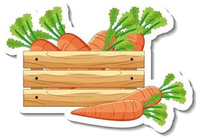 Sticker template with carrots in wooden box vector