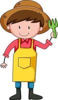 Little gardener doodle cartoon character vector