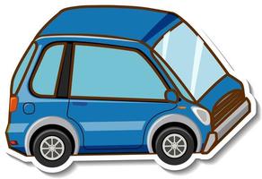 A sticker template with mini car in cartoon style isolated vector