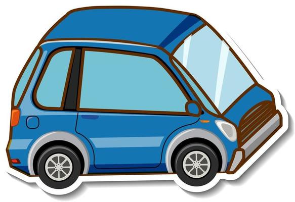 A sticker template with mini car in cartoon style isolated