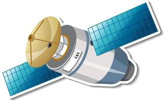 Sticker template with satellite in cartoon style isolated vector