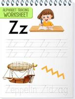 Alphabet tracing worksheet with letter Z and z vector