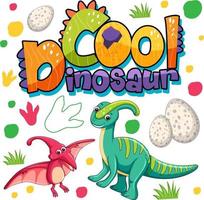 Cute dinosaurs cartoon character with font design for word Cool Dinosaur vector