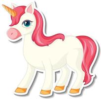 Cute unicorn stickers with a pink unicorn cartoon character vector