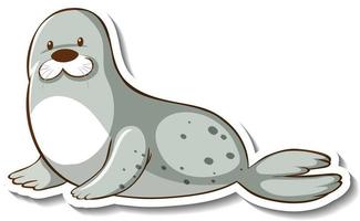 Sticker template with a seal cartoon character isolated vector