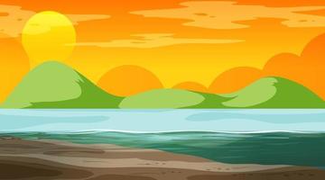 Blank nature landscape at sunset time scene with mountain background vector