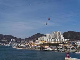 Cable car under the bay of Yeosu city. South Korea