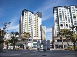 Yeosu, South Korea. The sunny day and the rich area in Yeosu city with big buildings. photo