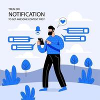 Obtener notificaciones vector de ilustración plana