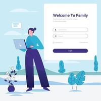 Login UI UX design concept and illustration, Website Login UI UX design concept, Landing page login screen vector concept