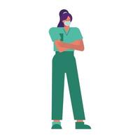 professional female surgeon wearing medical mask vector