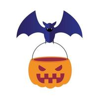 Halloween bat with pumpkin vector design