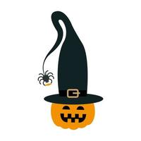 dibujos animados de calabaza de halloween con diseño de vector de sombrero