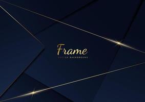 Abstract template blue geometric diagonal background with golden line. Luxury style. vector