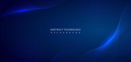 Abstract technology digital lighting futuristic glowing blue light lines wave background. vector