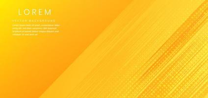 Banner web design abstract yellow gradient geometric diagonal lines with halftone and copy space for text. vector