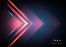 Template design abstract red and orange triangle overlap layer on black background with lighting.