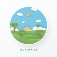 Eco friendly concept in paper cut style vector