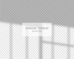 Shadow overlay effect. Natural shadows from window isolated on transparent background. Vector illustration.