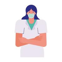 professional female surgeon wearing medical mask vector