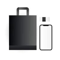 Isolated mockup bag and smartphone vector design