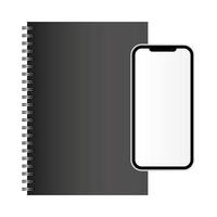 Isolated mockup notebook and smartphone vector design